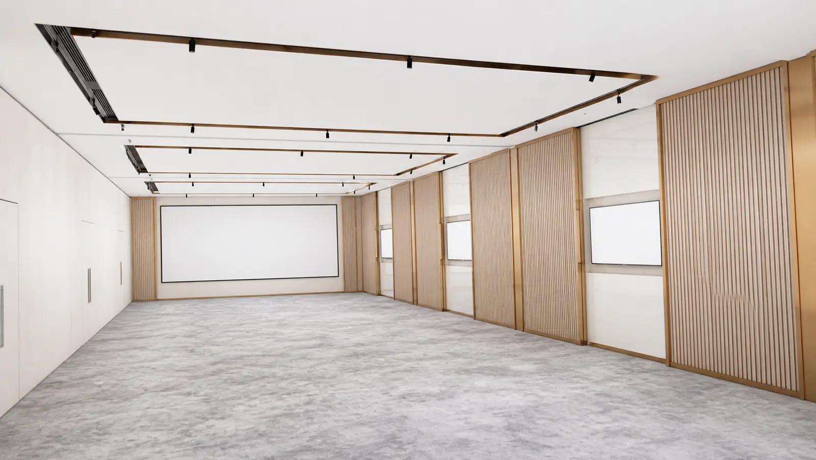 Underutilized function room before 7 Paintings